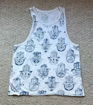 3/$15 LAST CHANCE! CHASER Hamsa Hand of Fatima Graphic Tank Top thumbnail 1