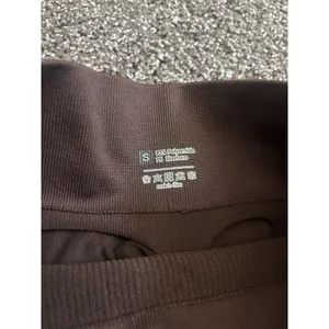 Brown Ribbed Biker Shorts High Rise Stretch Size Small thumbnail 3