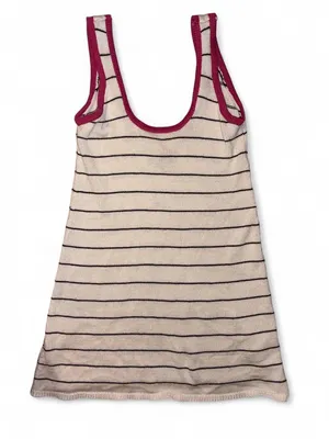 Striped Scoop Neck Dress with Pink Trim thumbnail 1