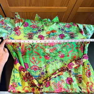 Sakkas Fits a Large‎ Floral Paisley High-Low Shirt Dress Green Boho OS1650 thumbnail 8