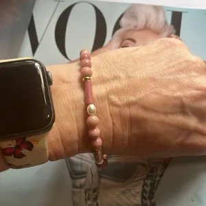 Rhodonite Bracelet with Gold Accents adjustable natural stones BNWT thumbnail 11