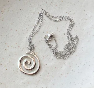 Handmade fully stainless steel spiral swirl uzumaki funky boho grunge style necklace🌀 thumbnail 4
