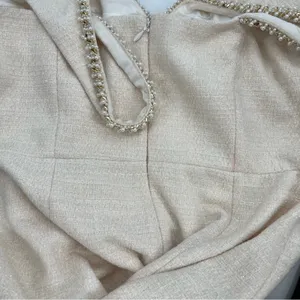 Nadine Merabi Penelope tweed jeweled dress pearl accent‎ neckline thumbnail 11