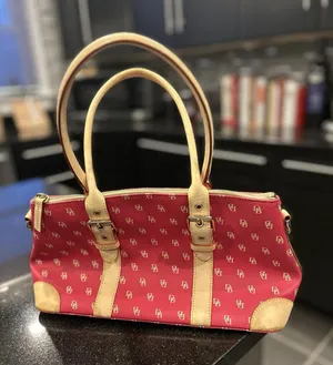 Dooney & Bourke Burning Red W/ Ivory Initials Dome Satchel thumbnail 1