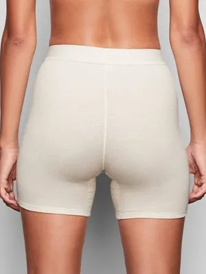 SKIMS Cotton Rib Boxer Shorts Bone Ivory thumbnail 3