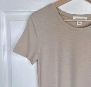 Treasure & Bond Women's Beige Oatmeal Ruched Side T-Shirt Midi Dress Size M thumbnail 3