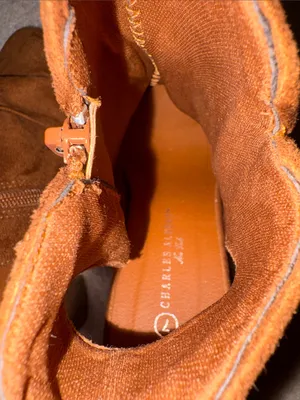 Women’s Suede Peep-Toe Block Heel Ankle Boots - Brown thumbnail 4
