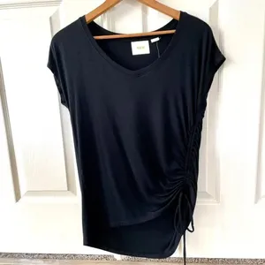 Maeve black side ruched short sleeved T thumbnail 2