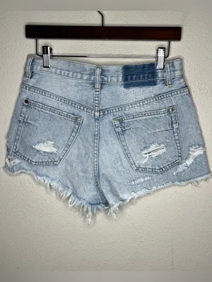 Ksubi Tongue n Cheek Messed Up Sashiko Embroidered Cut Off Denim Short Shorts thumbnail 2