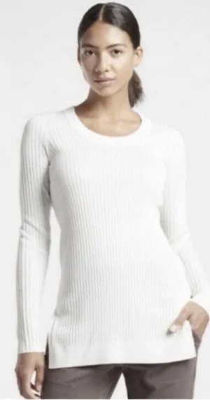 ATHLETA Lincoln Park Ribbed Crew Neck Long White Pullover Sweater Sz S thumbnail 1