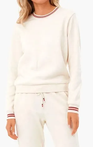 Marine Layer Anytime Crew Neck Ringer Sweatshirt and Classic Jogger set Oatmeal thumbnail 1
