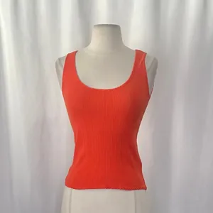 NWT!! J. CREW Pointelle Tank Top Scoop Neck Solid Orange Aperitif Red XX-Small‎ thumbnail 3