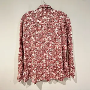 Pilcro Anthropologie Sasha Smocked Boyfriend Blouse Women's‎ XS Pink Boho Hippie thumbnail 8