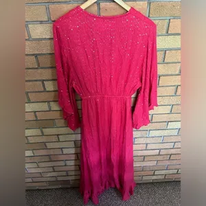 Sundress Juliana Sequin Dress Saint Barth Blush Pink Flowy High Low Size M/L thumbnail 4