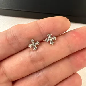 8mm CZ Cross Stud Earrings for Men Women Streetwear Hip Hop Punk Unisex Style thumbnail 1