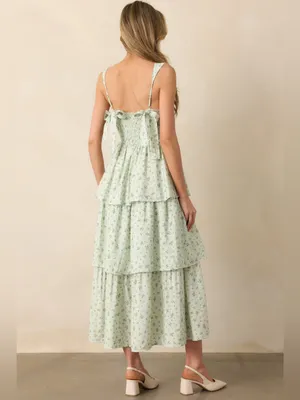 MINE In the wildflowers mint green floral tiered maxi dress NWT thumbnail 4