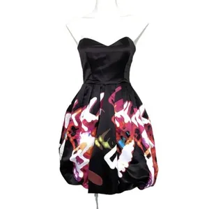PARKER Remi Black Satin Print Strapless‎ Fit & Flare Party Dress 2 Hoco thumbnail 12