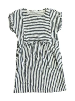 Madewell linen blend blue /‎ off white striped dress sz S thumbnail 1
