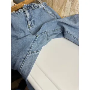 ZARA High‎ Waisted Denim Jeans Paperbag Waist Straight Leg Women S thumbnail 4