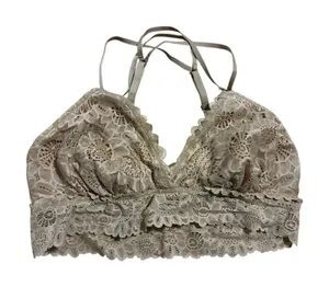 Aerie tan lace Unpadded lined pull over bralette large thumbnail 1