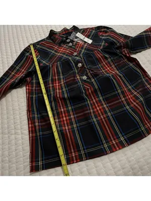 J.Crew Rhinestone Buttons Stewart Tartan Blouse Top Sz S Small NWT Cotton Shirt thumbnail 2