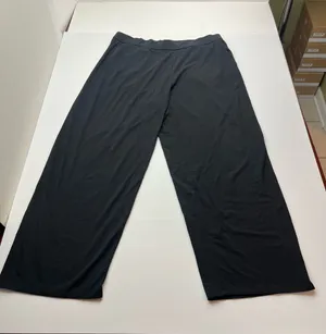 Eileen Fisher‎ Black Wide Leg Pull-on Stretch Pant Womens Size XL Pockets thumbnail 1