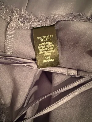 Victoria's Secret Satin Slip pullover lace Gray large adjustable straps lingerie thumbnail 7