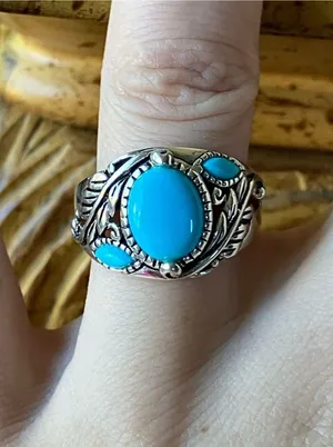 Sleeping Beauty Turquoise Sterling Silver Ring Size 9 Blue thumbnail 1