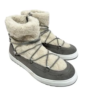 Blondo Boots Size 9.5 Waterproof Gray Cream‎ Suede Shearling Upper Lace Up thumbnail 1