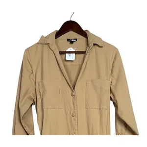 Area Stars Chic Belted Waist Midi Shirt Dress 3/4 Sleeves Button Down L Tan thumbnail 4