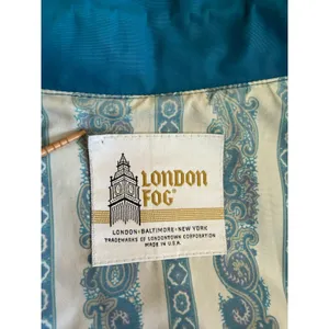 Vintage London Fog Teal Blue Trench Coat Rain Jacket Funnel Neck 12 Reg thumbnail 3
