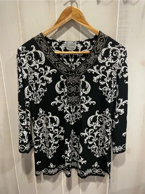 Cute Y2K stretchy flowy baroque bling collar top JM Collection regency old money thumbnail 2