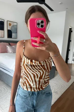 Satin Zebra Print Crop Top thumbnail 7