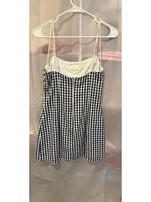 Nia Women's Small Black and White Gingham Spaghetti Strap Dress thumbnail 2
