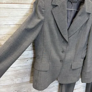 Antonio Melani Womens Pant Suit 2 Piece Gray 3 Button Raw Hem Trouser Topstitch thumbnail 10