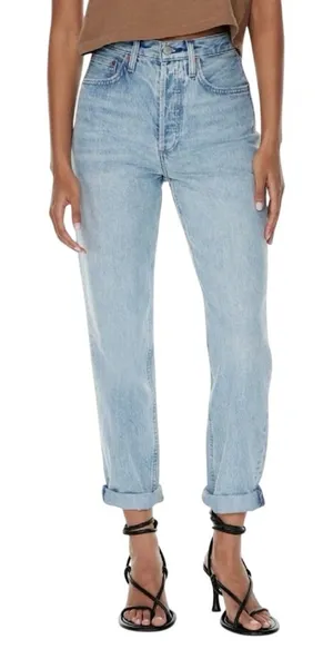 Aritzia Denim Forum The Boyfriend High Rise Loose Fit Jeans Button Fly Size 27 thumbnail 1