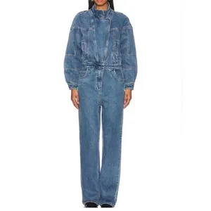 Ronny Kobo Eugene Long Sleeve Denim One Piece Jumpsuit Blue Medium thumbnail 2