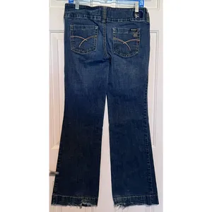 Hint Jeans Women's Wide Waist Band Wide Leg Back Legs Frayed‎ Size 11 thumbnail 2