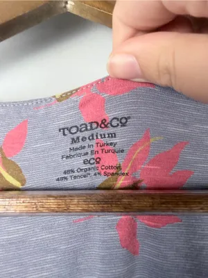 Toad & Co Rosemarie floral grey blue dress size medium thumbnail 2