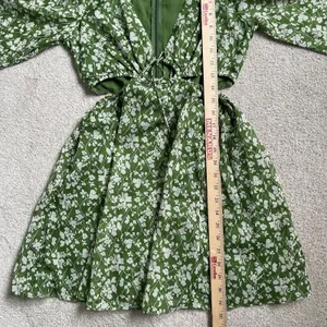 Abercrombie & Fitch Long Sleeve Cutout Mni Dress Green Floral Boho Size Small thumbnail 8