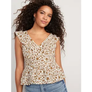Women's Old Navy Flutter-Sleeve Floral V-Neck Tie-Back Top thumbnail 2