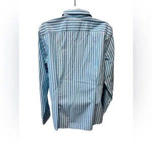 Lauren Ralph Lauren Blue White Stripe Button Down Blouse Sz L 100% Cotton Logo thumbnail 4