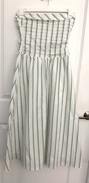 WAYF Green Stripes Convertible Strapless Dress NWT Small thumbnail 1