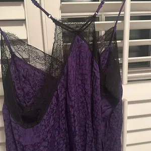 Scotch & Soda deep Purple Slip Dress slit Black Lace size 42 Shorter Length XL thumbnail 8