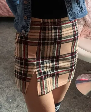 SheIn plaid beige bodycon skirt thumbnail 6