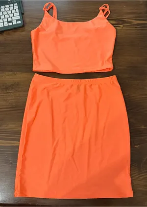 Shein two piece crop top and mini skirt set thumbnail 1