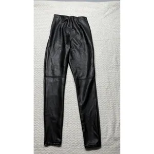 Abercrombie & Fitch Womens Black Vegan Leather High Rise Side Zip Leggings XS thumbnail 2