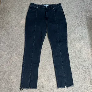 Abercrombie & Fitch Curve Love Skinny High Rise Seam Raw Split Hem Black 31‎ 12R thumbnail 5