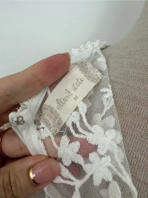 Altar’d State White Floral Embroidered Sheer Top medium thumbnail 3