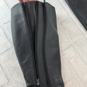 Aerosoles Incredible Riding Boots 7 Black Leather Zip Knee High Heelrest Cushion thumbnail 6